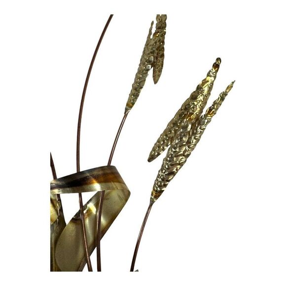 Vintage Homco Brass Wheat Wall Hanging Decoration Sculpture Set 2 MCM Retro - Picture 2 of 9